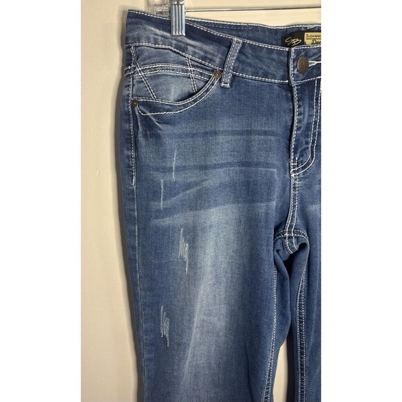 SUZANNE BETRO Denim Embroidered Flare Leg Crop Jeans Women 10 Mid Rise Stretch - Picture 4 of 15